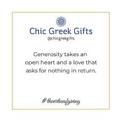 Generosity takes an open heart and a love that asks for nothing in return.
 
#quoteoftheday #chicgreekgifts #wedelivergreece #thevirtueofgiving